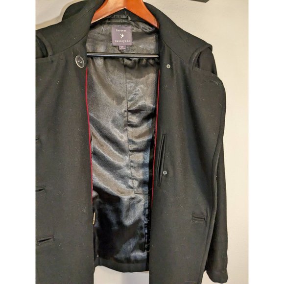 Forever Twenty One Pea Coat Black Pea Coat Size M - Picture 5 of 5